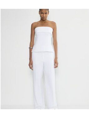 Aritzia Babaton Element White Tube Top Sz 2 Linen blend